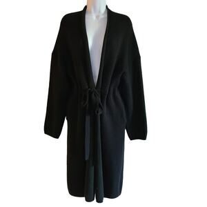 Q+A LOS ANGELES Strut & Bolt Black Front Tie Long Sweater KSB-4038-U Size Medium